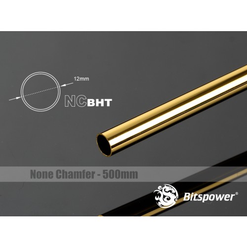 (2 PCS) Bitspower None Chamfer Brass Hard Tubing OD12MM Golden - Length 500 MM