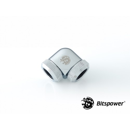 (2 PCS.) Bitspower Silver Shining Enhance 90-Degree Dual Multi-Link Adapter For OD 12MM