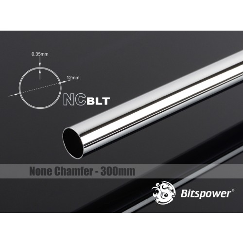 Bitspower None Chamfer Brass Link Tubing OD12MM Shining Silver - Length 300 MM  x 2
