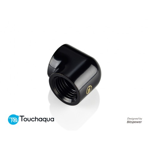 (2 PCS.) Touchaqua 90-Degree With Dual Inner G1/4" Extender Fitting (Glorious Black)