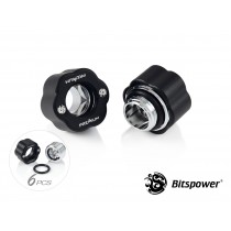 Bitspower Premium Master Hard Tube Fitting MHT12 6 Pack - Abrasive Black