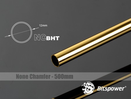 (2 PCS) Bitspower None Chamfer Brass Hard Tubing OD12MM Golden - Length 500 MM