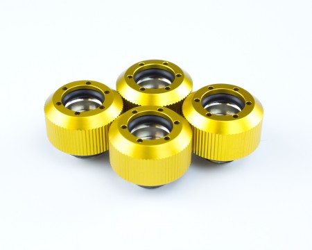 Revolver- Straight Knurled Grip  -  Anodized Gold- (4PK)  Compression Fitting 3/8in. ID x 1/2in. OD 